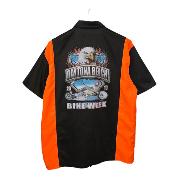 Daytona Beach Bike Week 2019 Shirt Mens XL Black Orange Biker Eagle Rally - Picture 2 of 13
